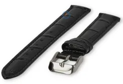 17mm - black - odd-sized leather strap with croco