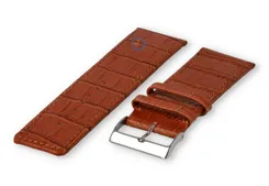 Kalfsleder band met croco-reliëf - 28mm - bruin