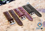 Watchstrap 22mm croco leather brown