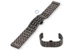 Uhrenarmband mit Steinchen - 18mm - schwarzes