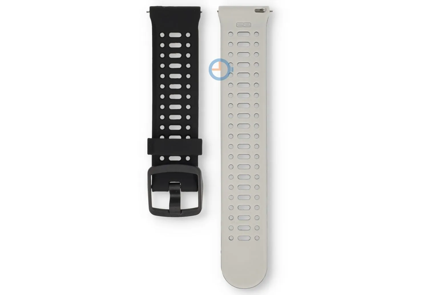 22mm siliconen bandje - ademend design - zwart/wit