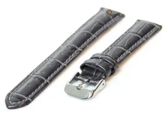Watchstrap 14mm darkgrey croco leather