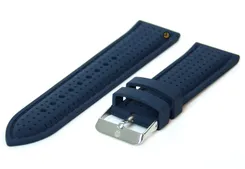 Horlogeband 20mm siliconen blauw - perforated