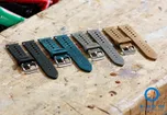 Watchstrap 22mm vintage perforated brown leather