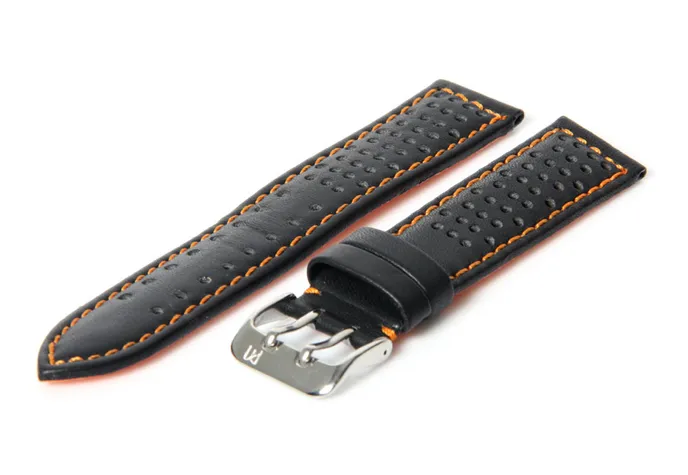 Watchstrap 24mm (waterproof) black/oranje