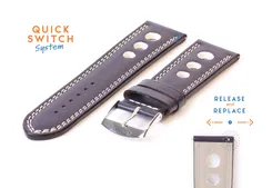 Watchstrap 24mm racing blue with white stitching