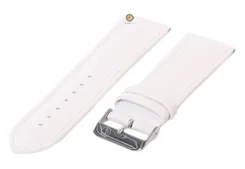 Horlogeband 24mm glad wit leer