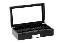 Uhrenbox mit Leder - Cross grain - 12 Armbanduhren