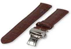 Luxe Edox horlogeband donkerbruin leer - vlindersluiting - 16mm