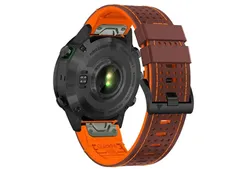 Premium 26mm bandje - leer/siliconen - cognac/oranje