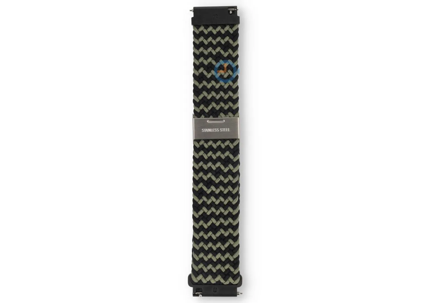 Stretchable waterproof strap - 22mm - black/green fabric