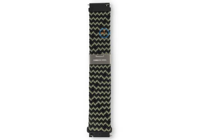 Stretchable waterproof strap - 22mm - black/green fabric