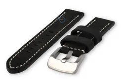 Water-repellent leather watch strap - 20mm - black