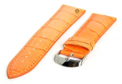 Watchstrap 22mm orange leather croco