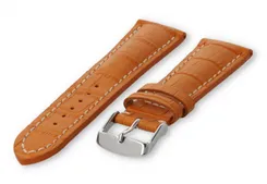 Watch band with crocoprint 24mm orange leather