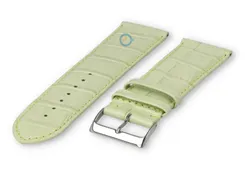 Kalfsleder XL band met croco-reliëf - 28mm - pastelgroen