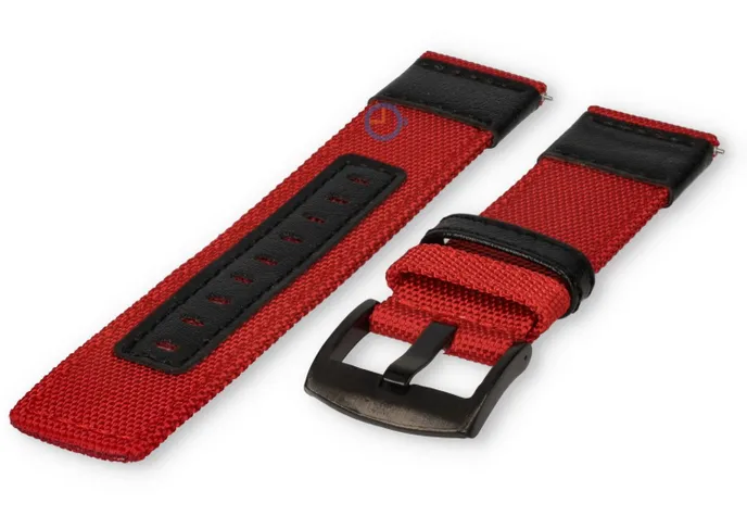 Coros Pace PRO horlogeband - nylon/leer - 22mm rood