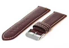 Watchstrap 22mm darkbrown leather white stitches
