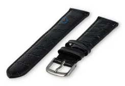 Leather strap with frizzled print - 16mm - black