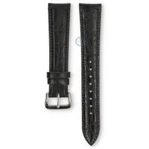 Universal 18mm black leather watch strap - Seiko