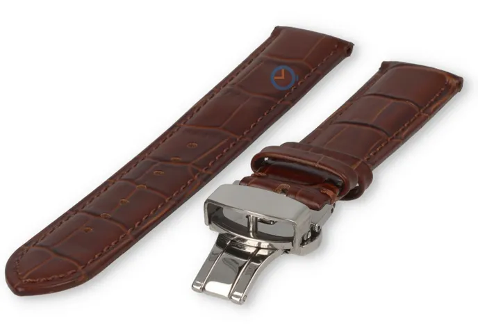 Luxe Certina horlogeband donkerbruin leer - vlindersluiting - 18mm