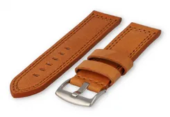 Robuust leren horlogeband 24mm cognacbruin leer