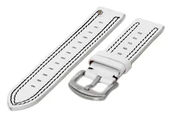 Watchstrap 20mm sporty leather white and black